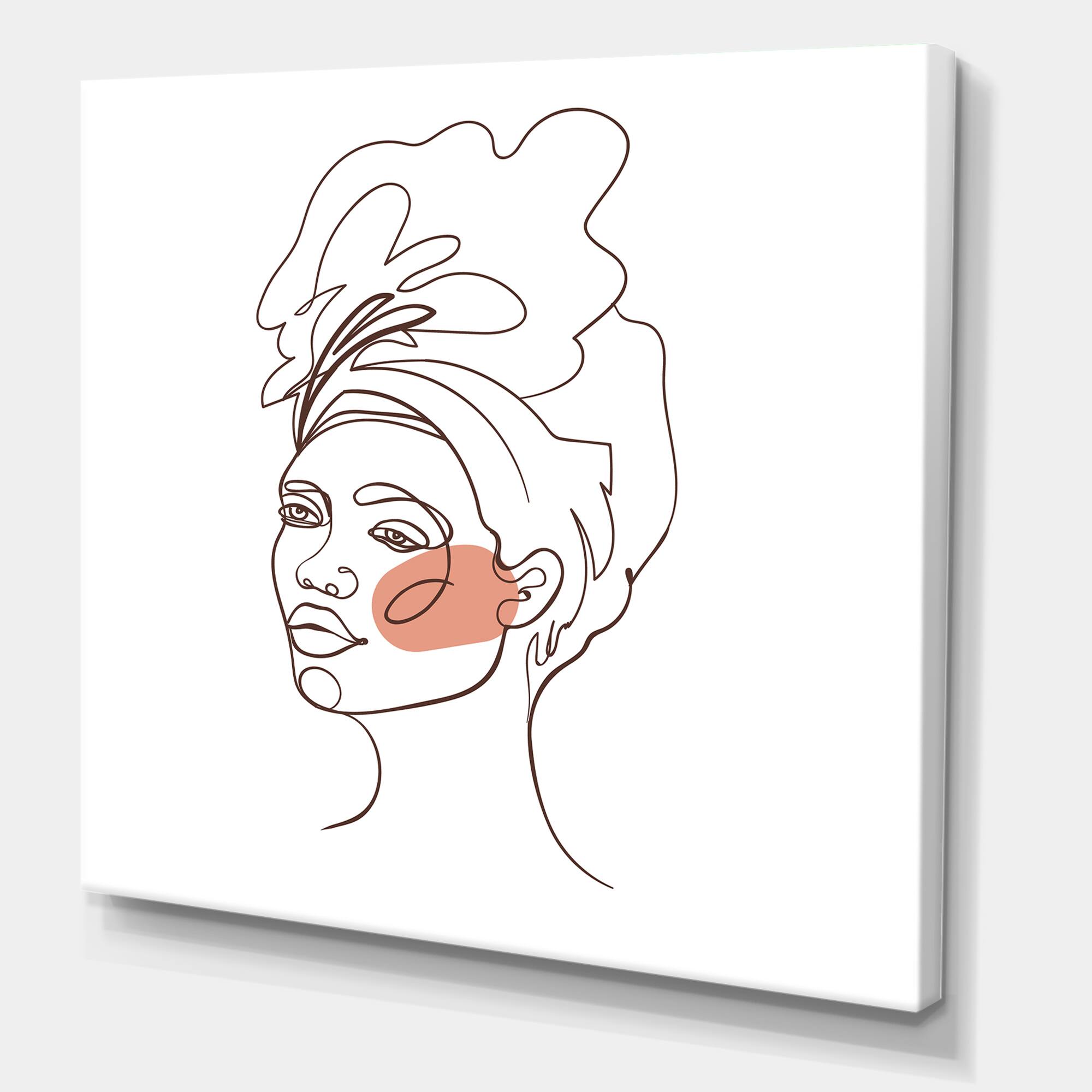 Designart - One Line Portrait of African American Woman III